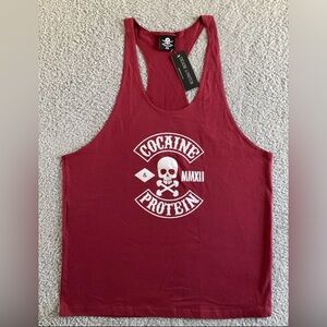Cocaine and Protein Skull/ Weight Crossbones Gym Mens Vest Tank Top  NWT  XL